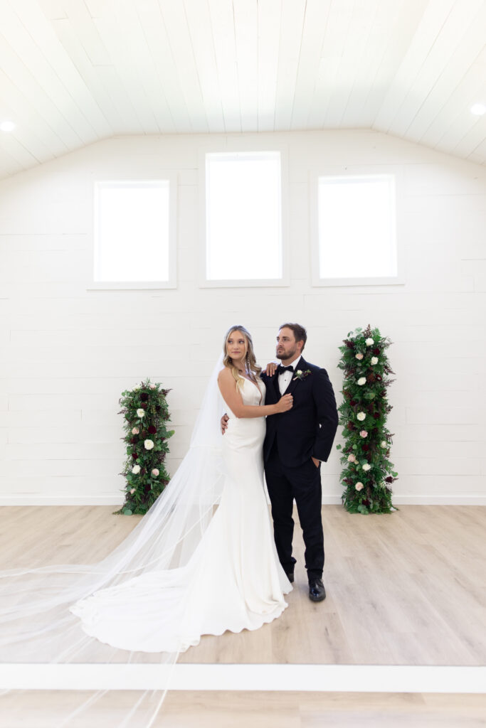 Bride and groom portraits in hummingbird hill chapel after ceremony taken by cecilly elaine photography